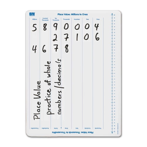 Double-Sided Millions to Thousandths Dry-Erase Board EAI Education Place Value Set of 10 Double-Sided Millions to Thousandths Dry-Erase Board EAI Education Place Value Set of 10